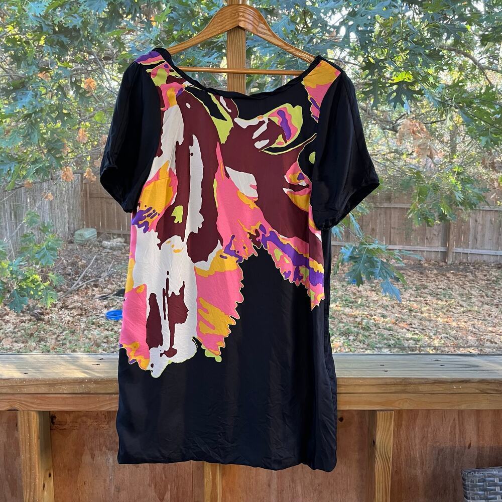 Tibi Black & Colorful Abstract Mini Shift Dress 1… - image 2